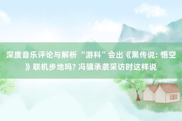 深度音乐评论与解析 “游科”会出《黑传说: 悟空》联机步地吗? 冯骥承袭采访时这样说