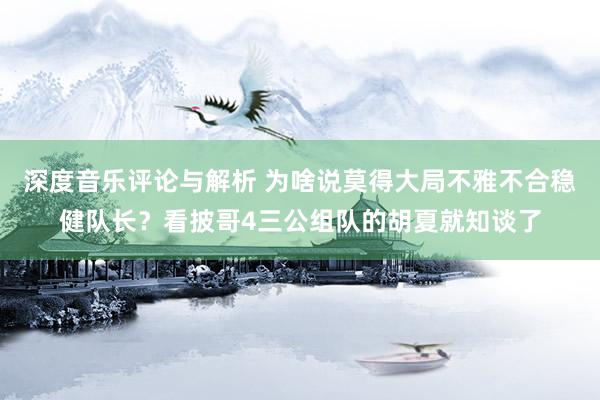 深度音乐评论与解析 为啥说莫得大局不雅不合稳健队长？看披哥4三公组队的胡夏就知谈了