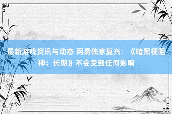 最新游戏资讯与动态 网易独家复兴：《暗黑梗阻神：长期》不会受到任何影响