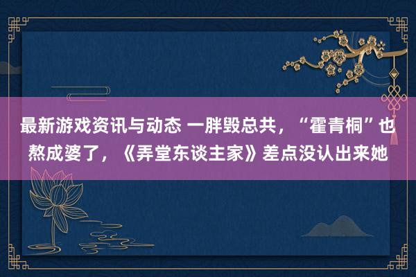 最新游戏资讯与动态 一胖毁总共，“霍青桐”也熬成婆了，《弄堂东谈主家》差点没认出来她