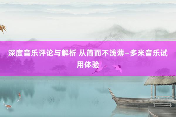 深度音乐评论与解析 从简而不浅薄—多米音乐试用体验