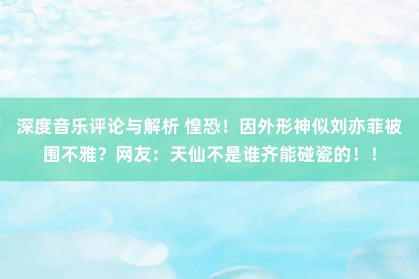 深度音乐评论与解析 惶恐！因外形神似刘亦菲被围不雅？网友：天仙不是谁齐能碰瓷的！！