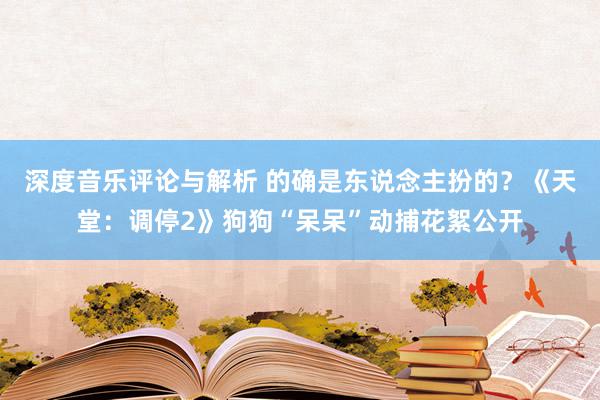 深度音乐评论与解析 的确是东说念主扮的？《天堂：调停2》狗狗“呆呆”动捕花絮公开