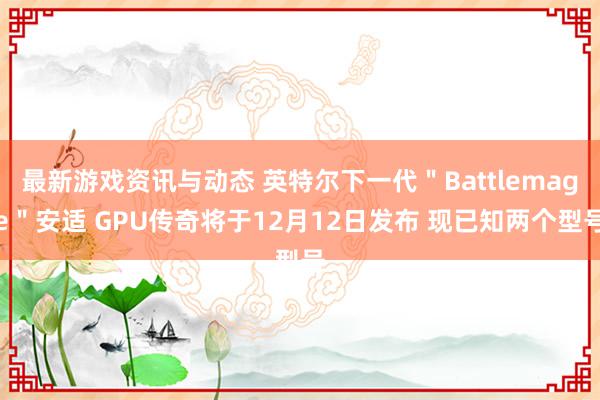 最新游戏资讯与动态 英特尔下一代＂Battlemage＂安适 GPU传奇将于12月12日发布 现已知两个型号